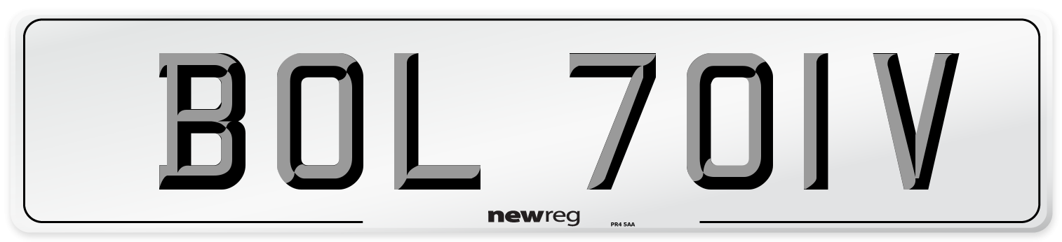 BOL 701V Number Plate from New Reg